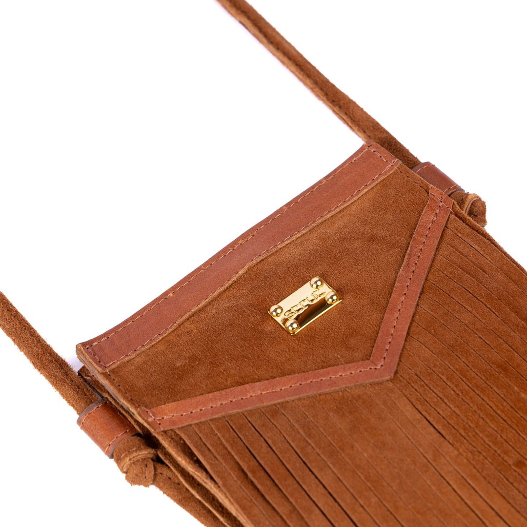 Bolsa Porta Celular em Couro Camurça - Caramelo - Strut
