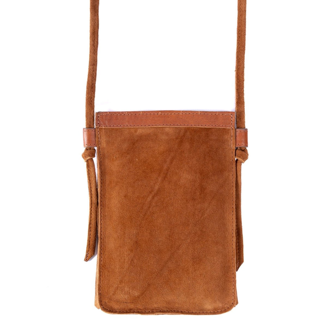 Bolsa Porta Celular em Couro Camurça - Caramelo - Strut