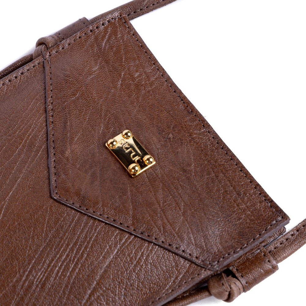 Bolsa Porta Celular Strut em Couro de Carneiro - Tabaco - Strut