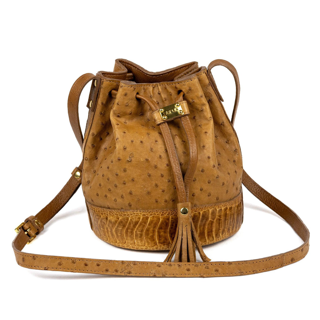 Bolsa Saco Mini em Couro de Avestruz Strut Chestnut DORO022 - Strut