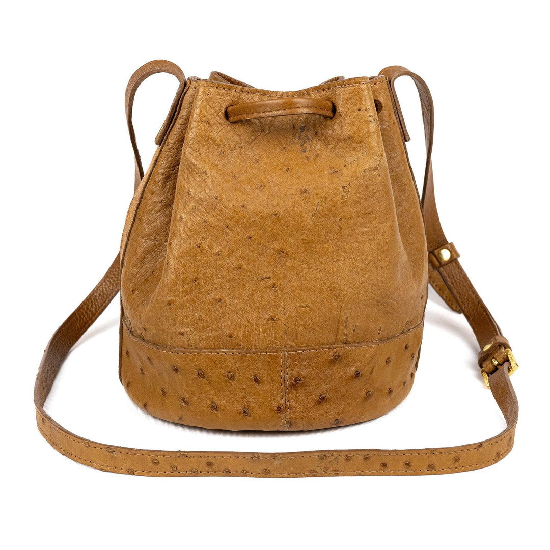 Bolsa Saco Mini em Couro de Avestruz Strut Chestnut DORO022 - Strut