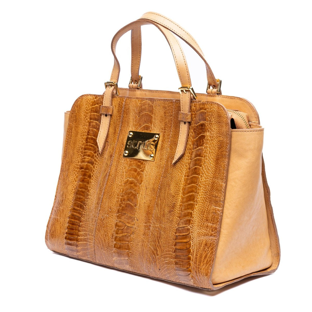 Bolsa Social em Couro de Canela de Avestruz Strut Chestnut - Strut