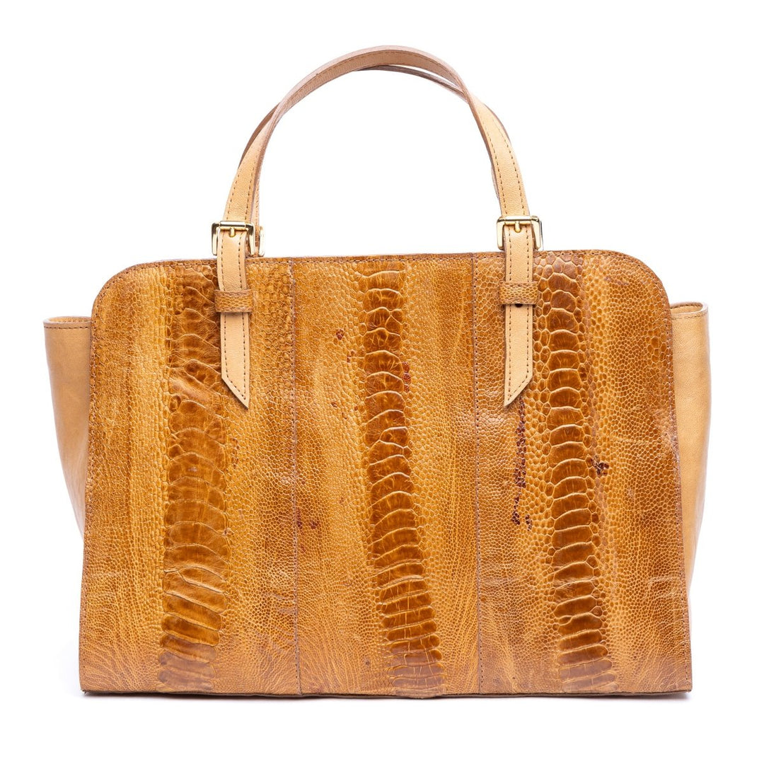 Bolsa Social em Couro de Canela de Avestruz Strut Chestnut - Strut