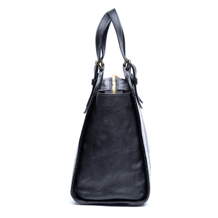 Bolsa Social em Couro de Canela de Avestruz Strut Preto - Strut