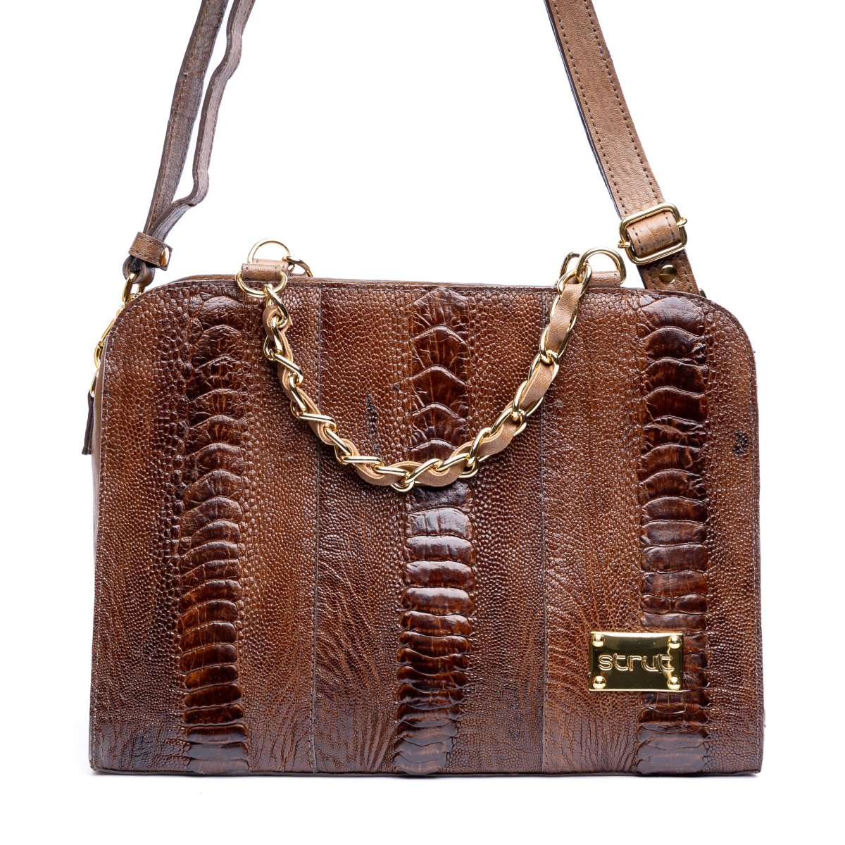 Bolsa Social Transversal Canela Avestruz Tabaco | Strut