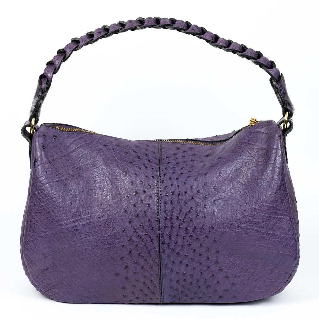 Strut Bag Women's Strut Bag in Purple Ostrich Leather with Braided Handles