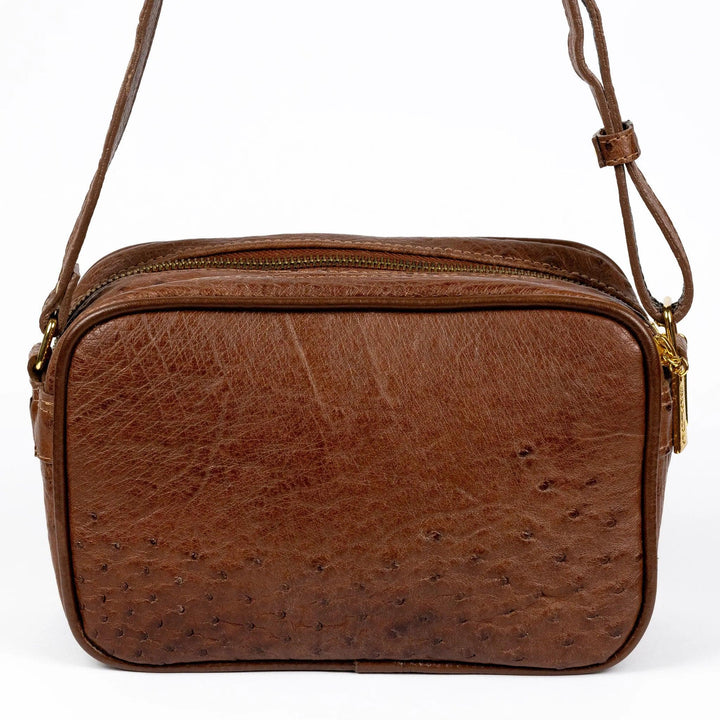 Bolsa Strut Feminina em Couro de Avestruz Whisky - Strut