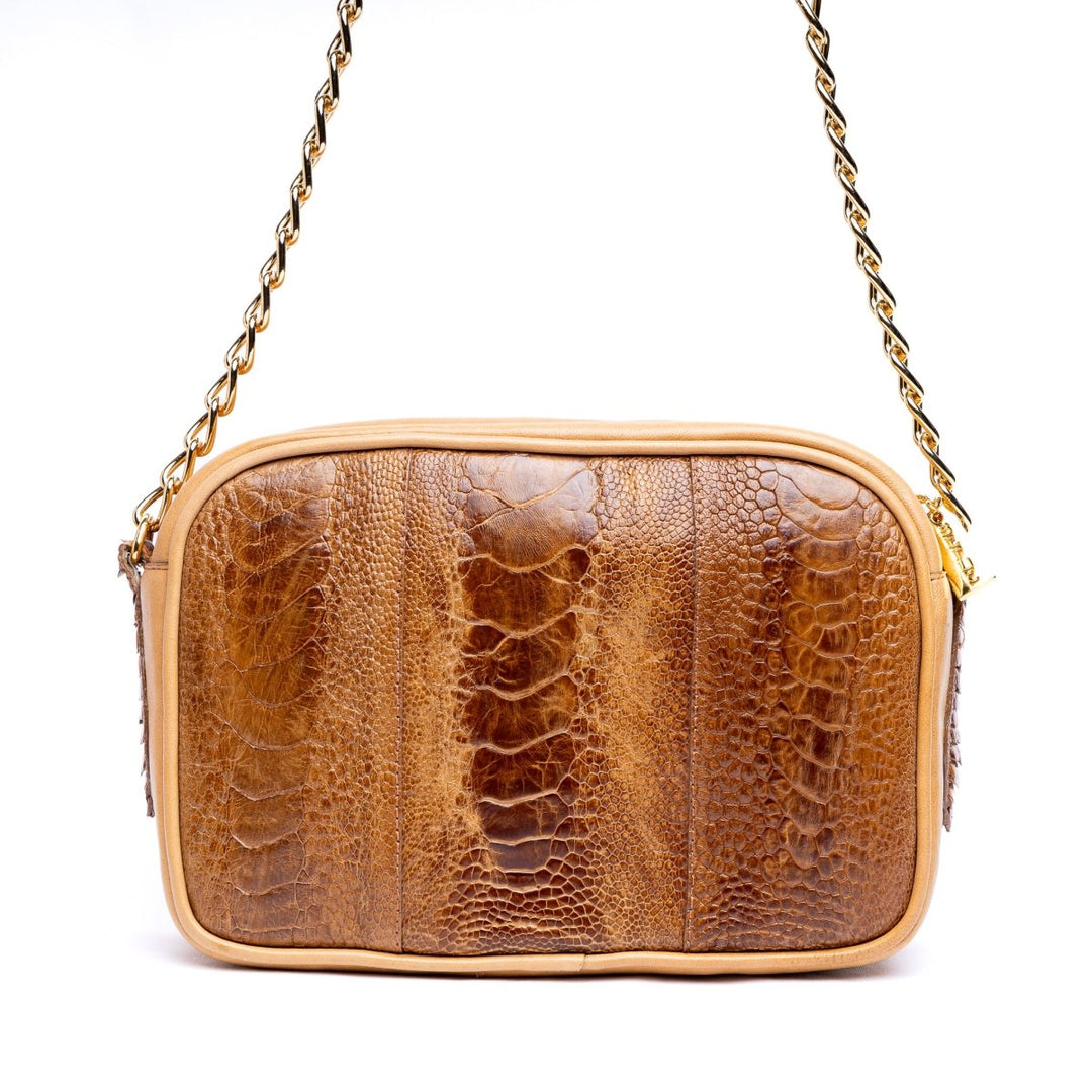 Bolsa Transversal em Couro de Canela de Avestruz Strut Chestnut - Strut