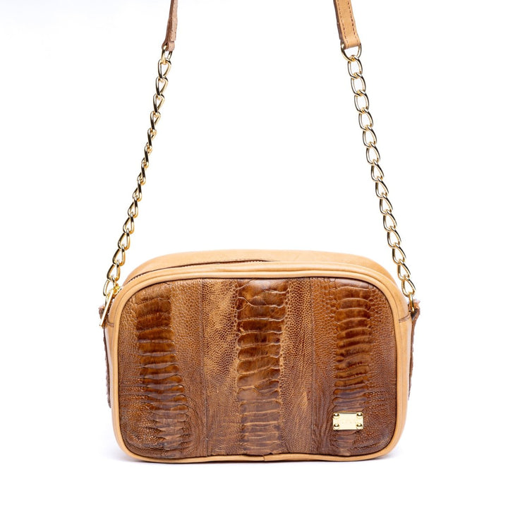 Bolsa Transversal em Couro de Canela de Avestruz Strut Chestnut - Strut