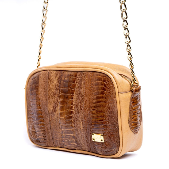 Bolsa Transversal em Couro de Canela de Avestruz Strut Chestnut - Strut