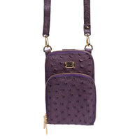 Bolsa Transversal Feminina em Couro de Avestruz Beterraba - Strut