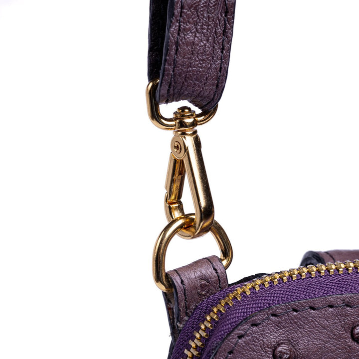 Bolsa Transversal Feminina em Couro de Avestruz Beterraba - Strut