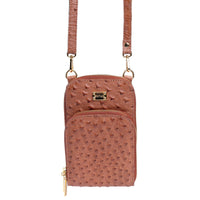 Bolsa Transversal Feminina em Couro de Avestruz Terracota - Strut