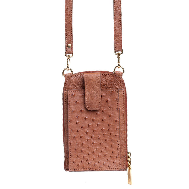 Bolsa Transversal Feminina em Couro de Avestruz Terracota - Strut