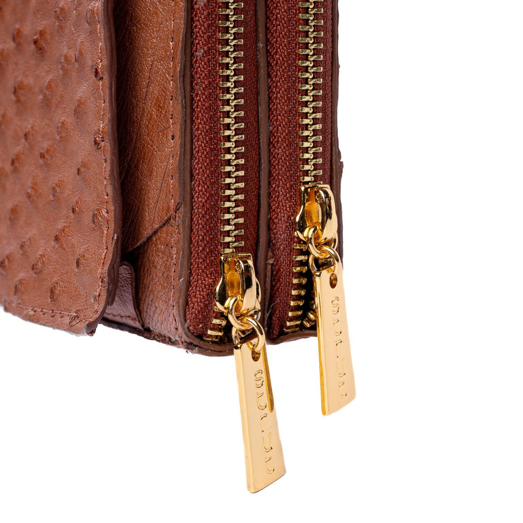 Bolsa Transversal Feminina em Couro de Avestruz Terracota - Strut