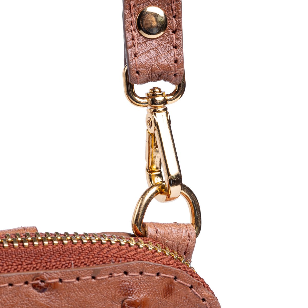Bolsa Transversal Feminina em Couro de Avestruz Terracota - Strut