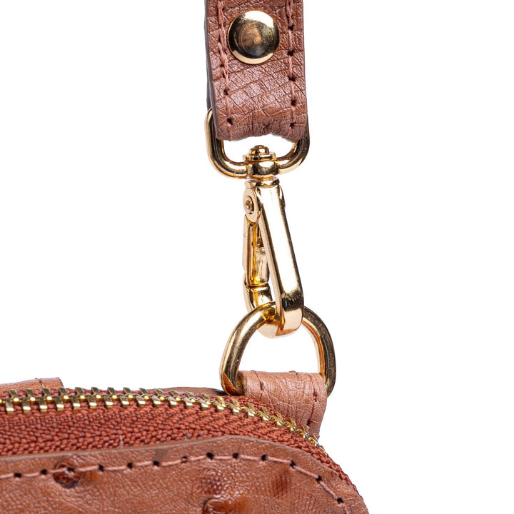 Bolsa Transversal Feminina em Couro de Avestruz Terracota - Strut