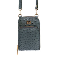 Bolsa Transversal Feminina em Couro de Avestruz Verde Petroleo - Strut