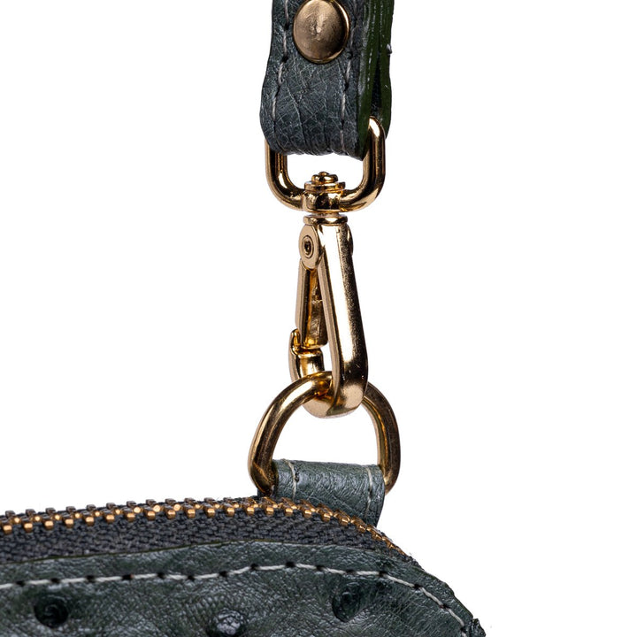 Bolsa Transversal Feminina em Couro de Avestruz Verde Petroleo - Strut