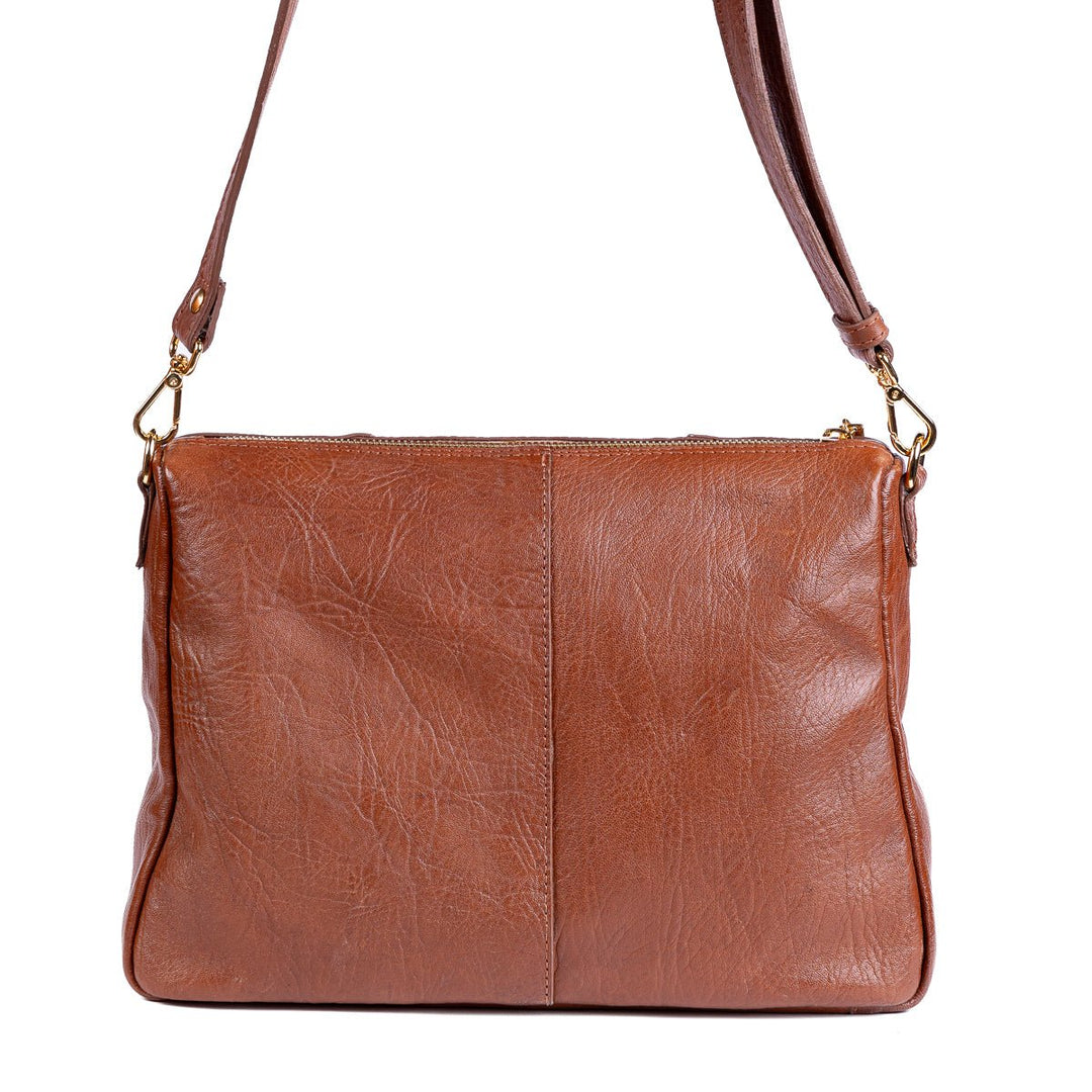 Bolsa Transversal Feminina Strut em Couro de Carneiro - Caramelo - Strut