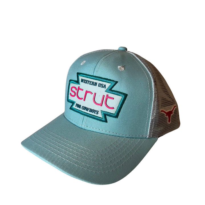 Boné Strut Trucker Azul Claro e Rosa - Strut