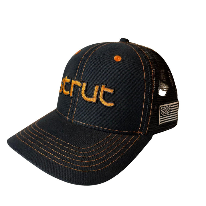 Boné Strut Trucker Preto e Laranja - Strut