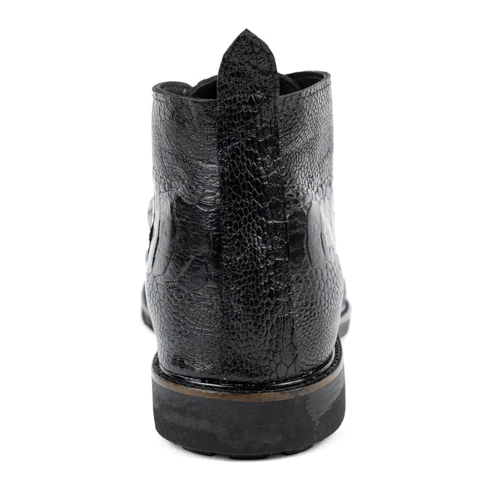 Bota Chelsea com Cadarço Couro de Canela de Avestruz Preto - Strut