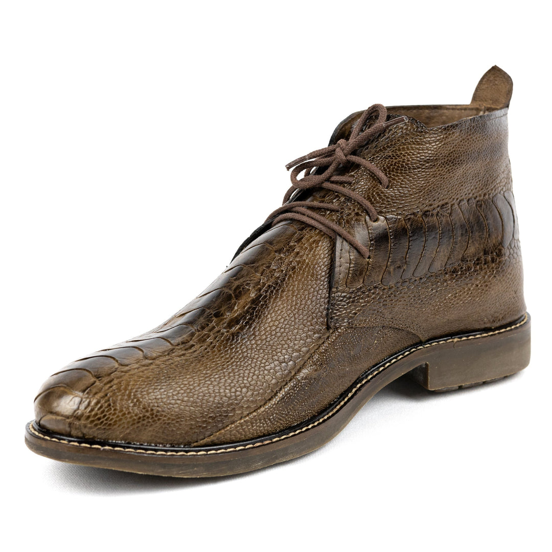 Bota Chelsea com Cadarço Couro de Canela de Avestruz Tabaco - Strut