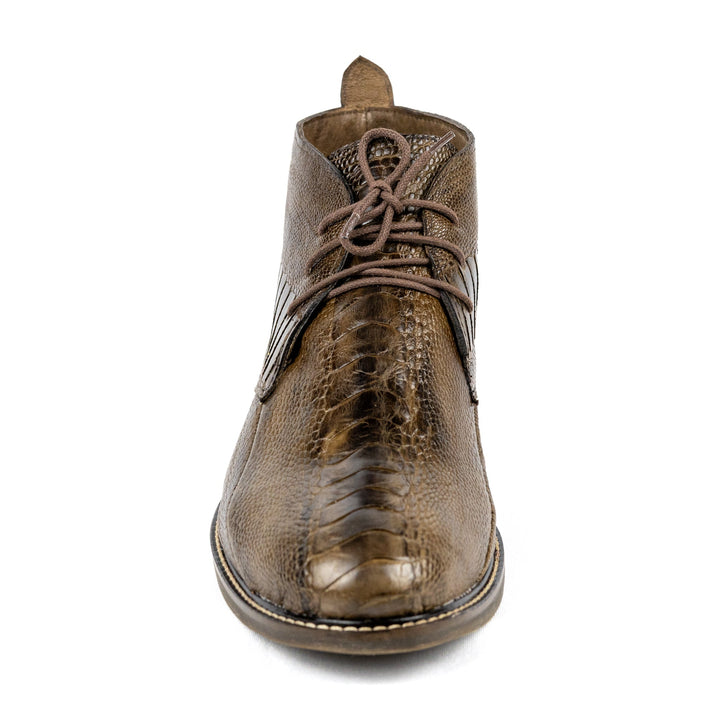 Bota Chelsea com Cadarço Couro de Canela de Avestruz Tabaco - Strut