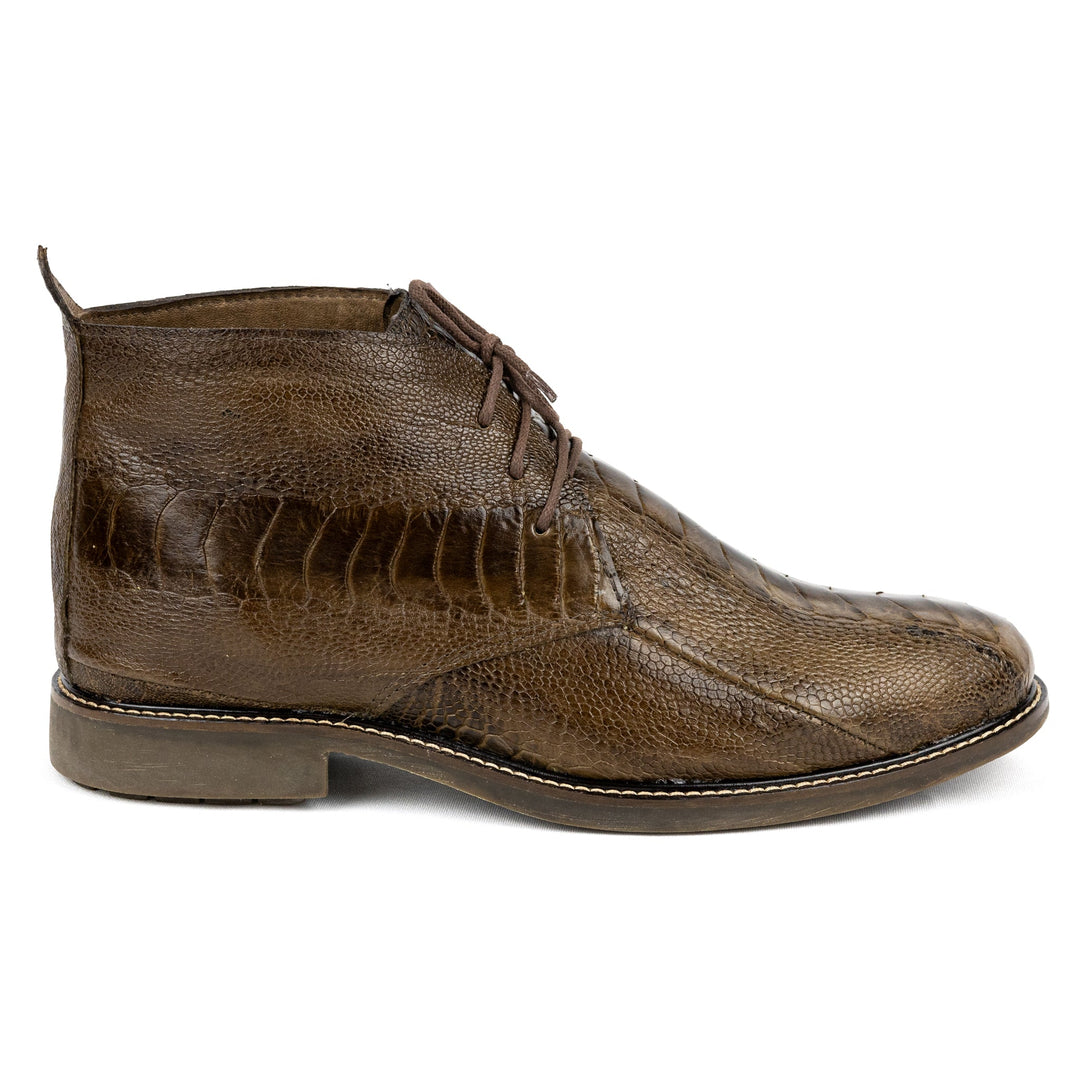 Bota Chelsea com Cadarço Couro de Canela de Avestruz Tabaco - Strut