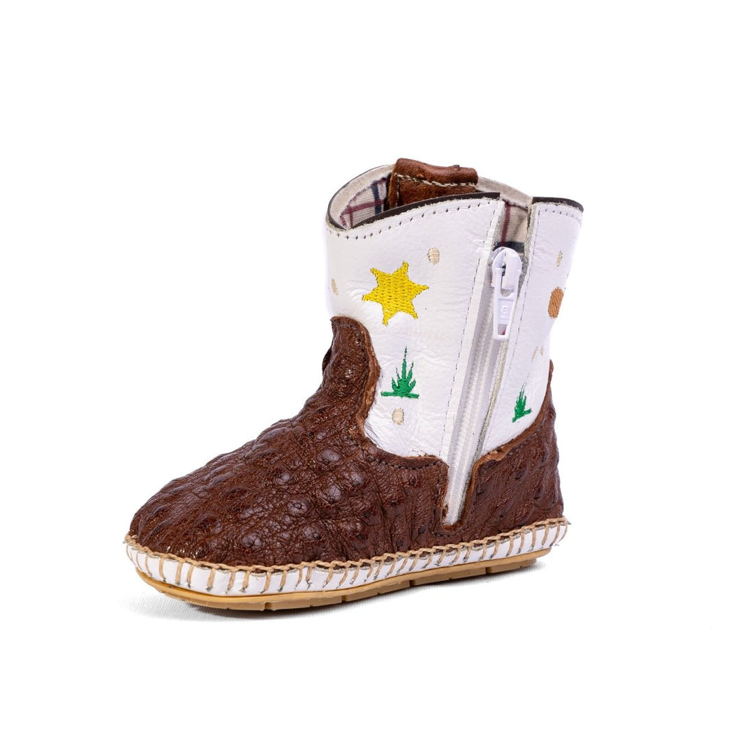 Bota Country Infantil em Couro de Avestruz Baby Marfim - Strut