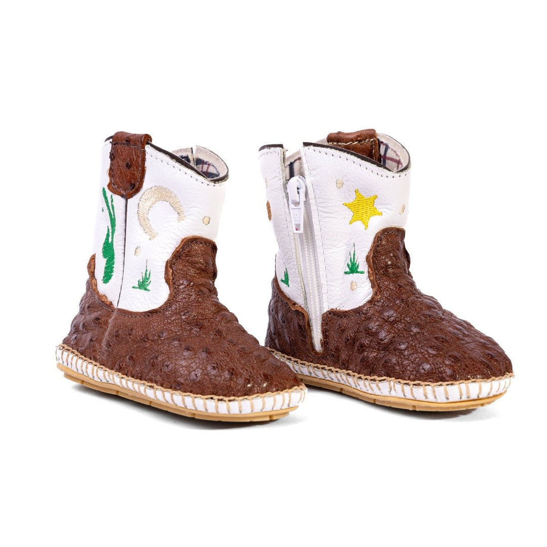 Bota Country Infantil em Couro de Avestruz Baby Marfim - Strut