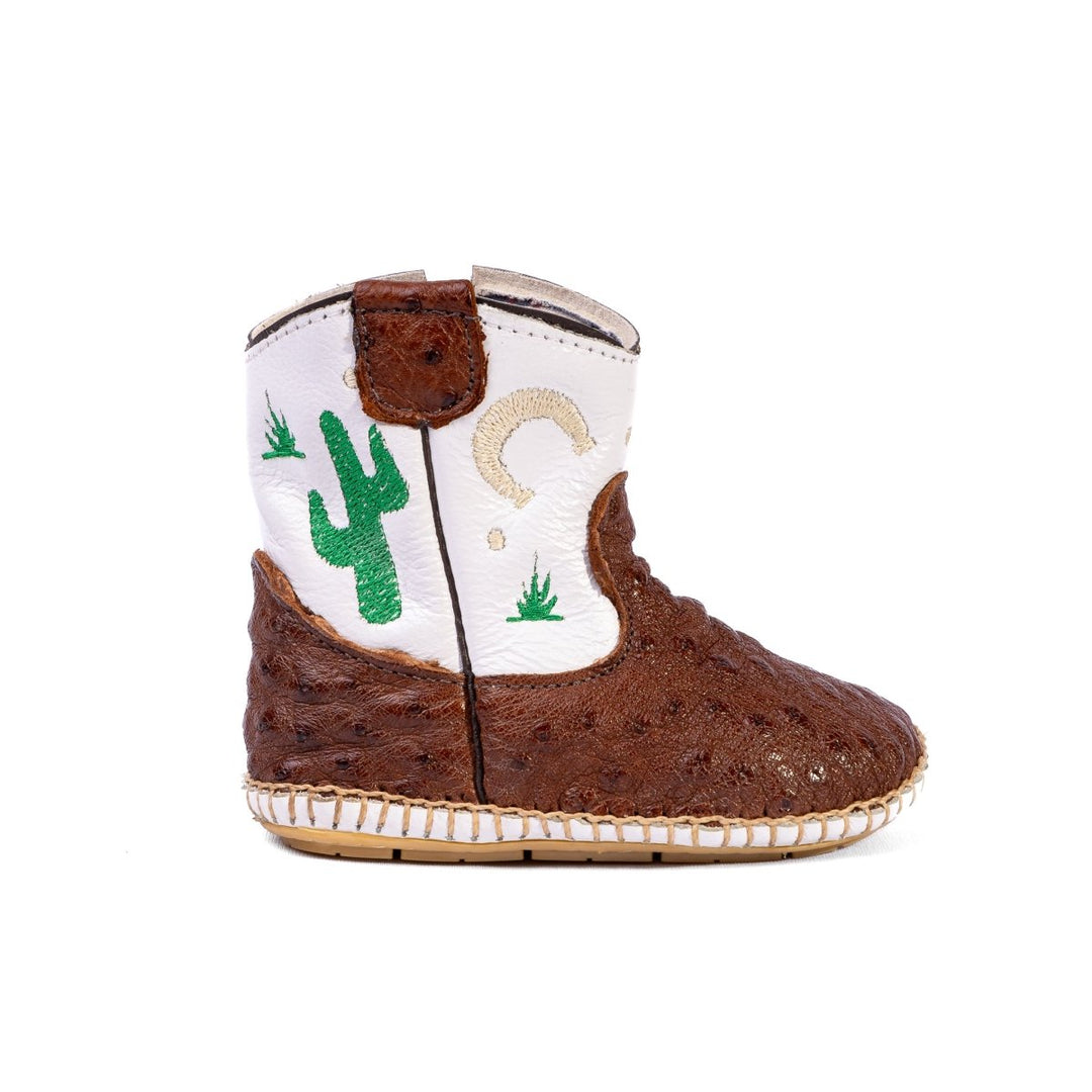 Bota Country Infantil em Couro de Avestruz Baby Marfim - Strut