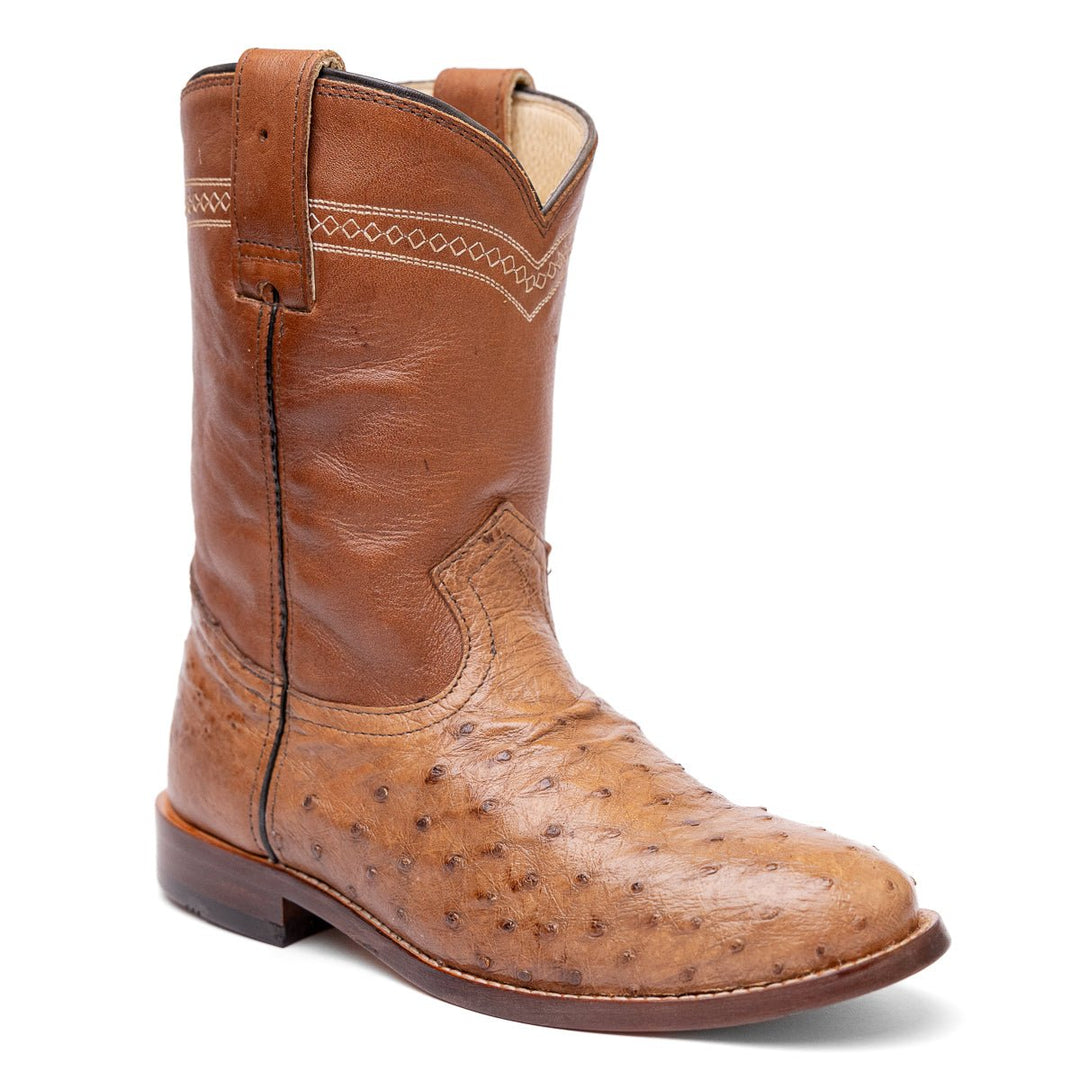 Bota Couro De Avestruz Cano Médio Solado Couro - Strut