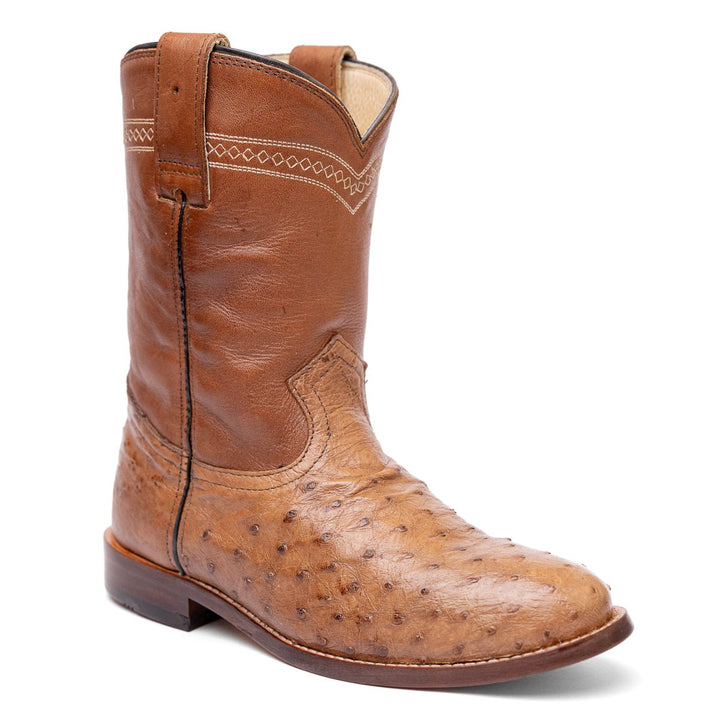 Bota Couro De Avestruz Cano Médio Solado Couro - Strut