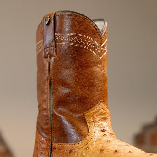 Bota Couro De Avestruz Cano Médio Solado Couro - Strut