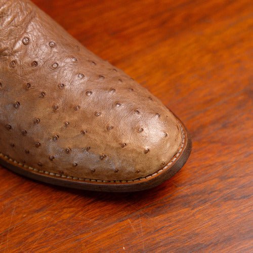 Bota Couro De Avestruz Cano Médio Solado Couro - Strut
