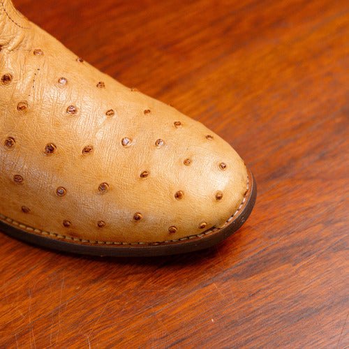 Bota Couro De Avestruz Cano Médio Solado Couro - Strut