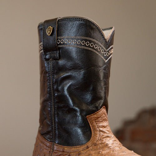 Bota Couro De Avestruz Cano Médio Solado Couro - Strut