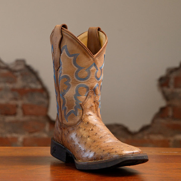 Bota Couro De Avestruz Legitimo Bico Quadrado - Strut