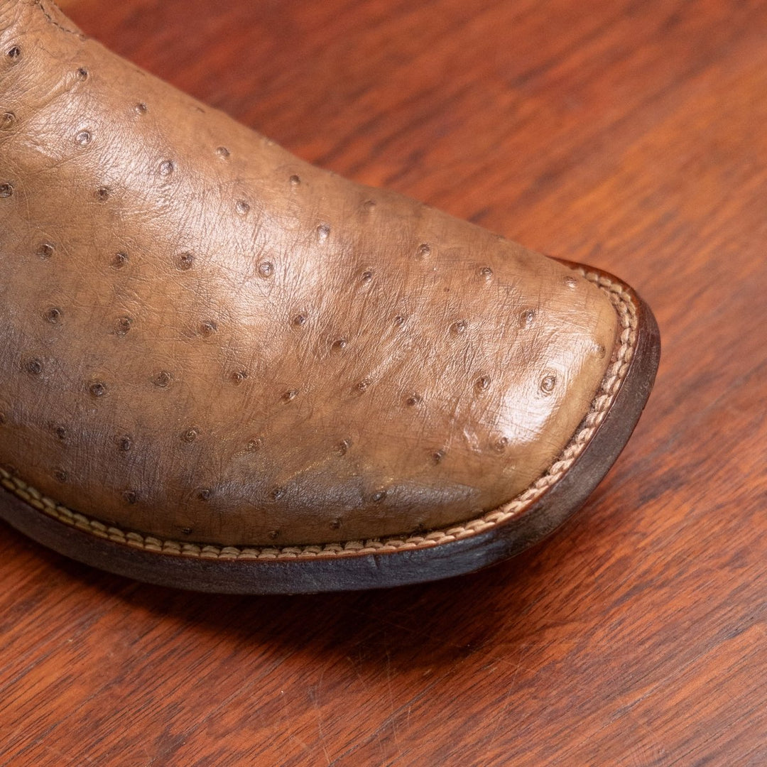 Bota Couro De Avestruz Legitimo Bico Quadrado - Strut