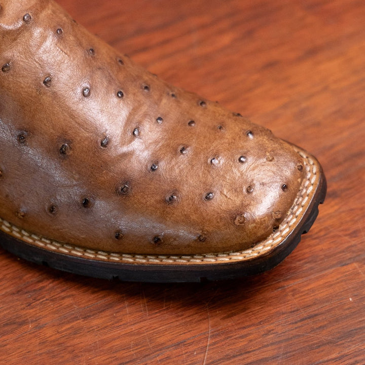 Bota Couro De Avestruz Legitimo Bico Quadrado - Strut