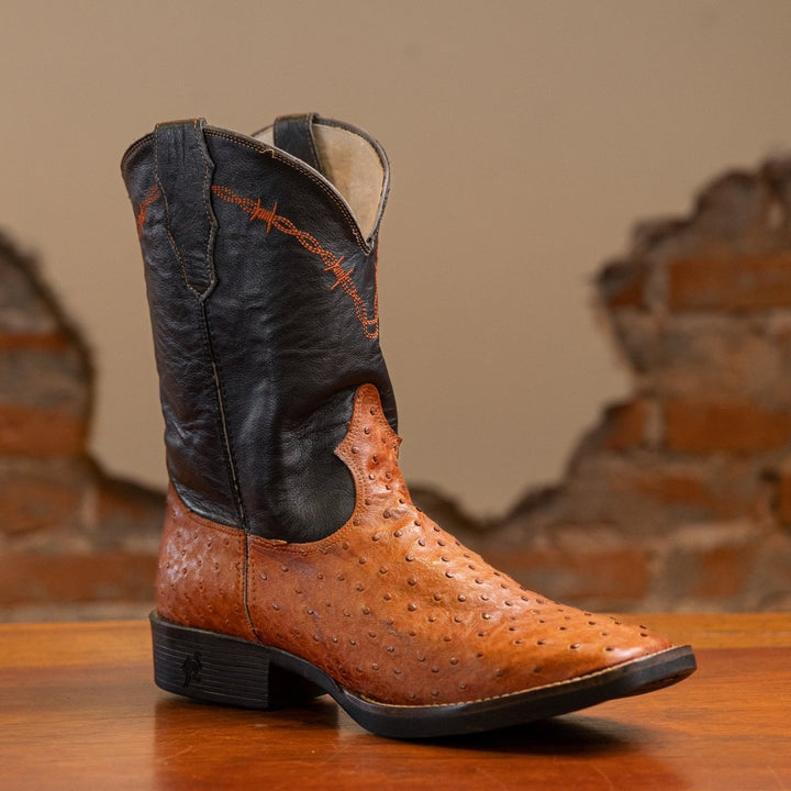 Bota Couro De Avestruz Legitimo Bico Quadrado - Strut
