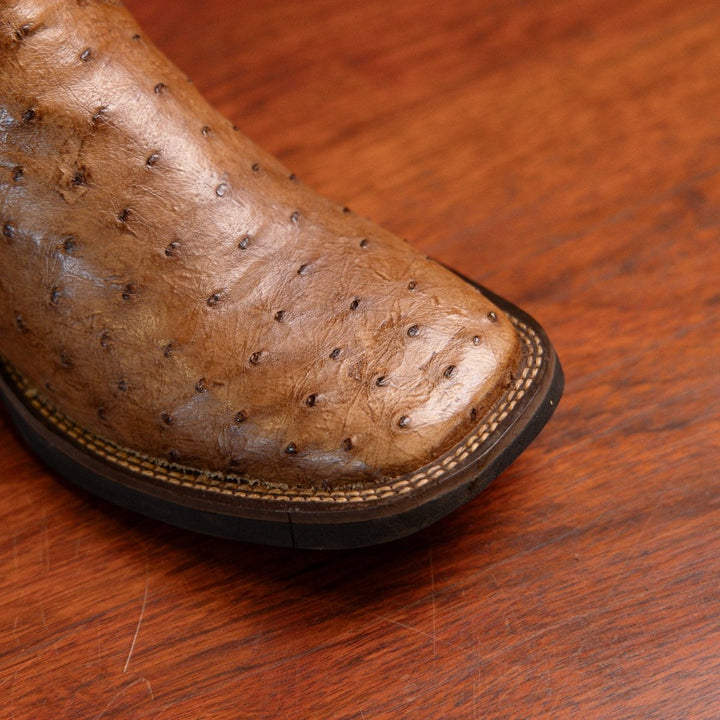 Bota Couro De Avestruz Legitimo Bico Quadrado - Strut
