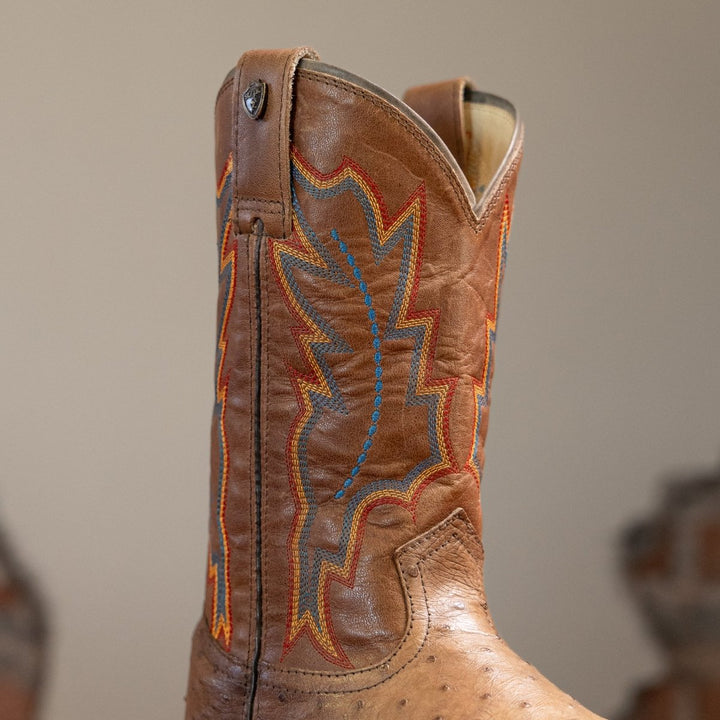 Bota Couro De Avestruz Legitimo Bico Quadrado - Strut