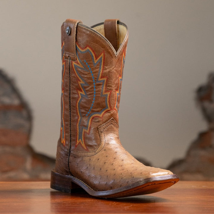 Bota Couro De Avestruz Legitimo Bico Quadrado - Strut