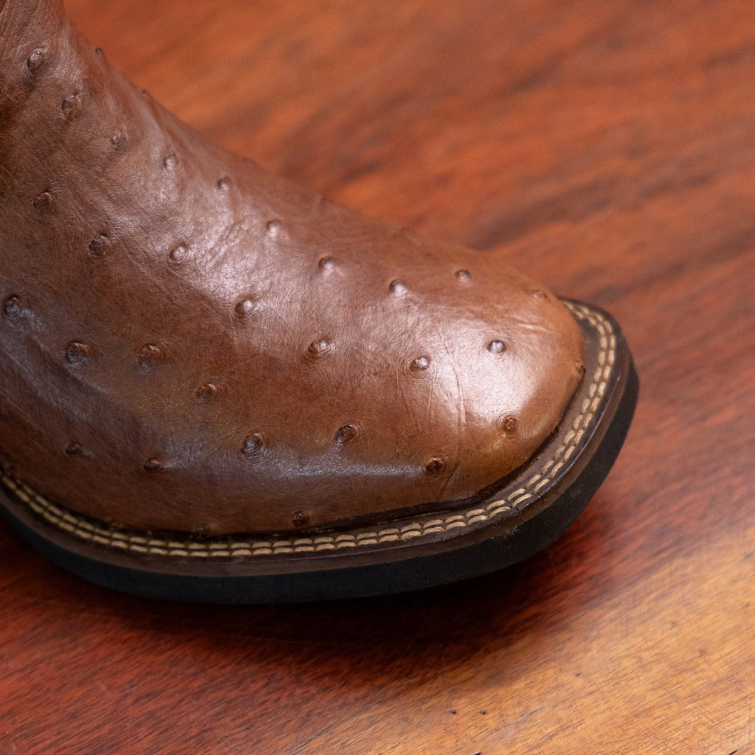 Bota Couro De Avestruz Legitimo Bico Quadrado - Strut