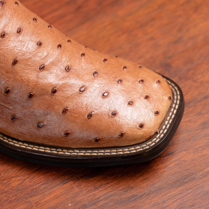 Bota Couro De Avestruz Legitimo Bico Quadrado - Strut