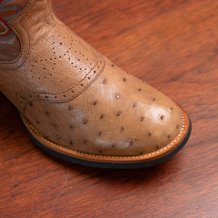 Bota Couro De Avestruz Legitimo Bico Redondo - Strut