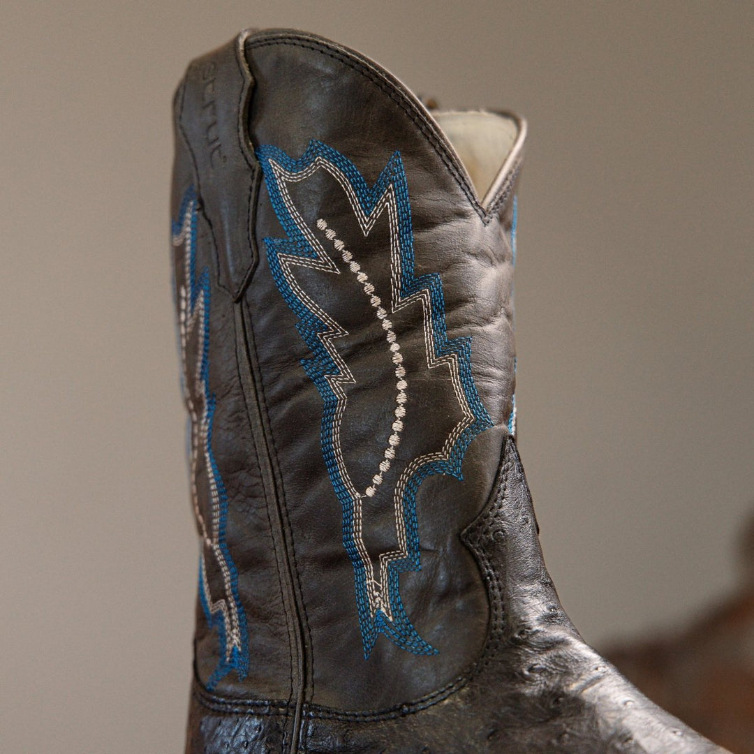 Bota Couro De Avestruz Legitimo Bico Redondo - Strut